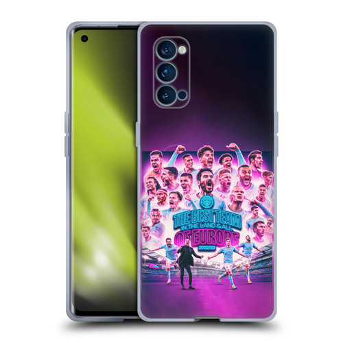 Manchester City Man City FC 2023 Champions of Europe Team Graphics Soft Gel Case for OPPO Reno 4 Pro 5G