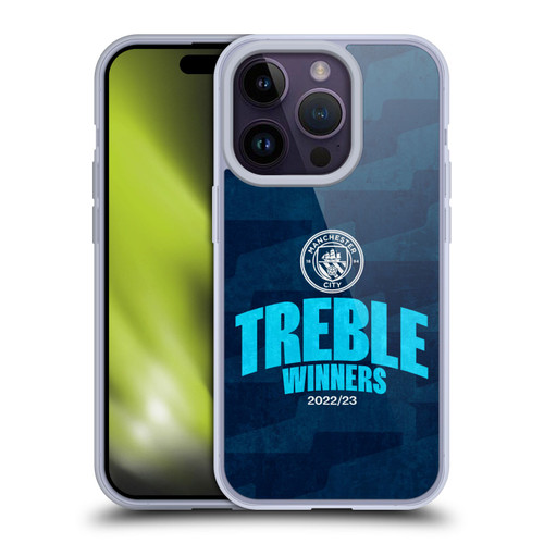 Manchester City Man City FC 2023 Treble Winners Graphics Soft Gel Case for Apple iPhone 14 Pro
