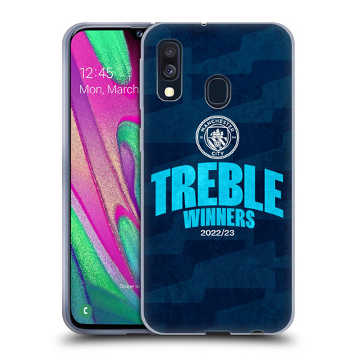 Manchester City Man City FC 2023 Treble Winners Graphics Soft Gel Case for Samsung Galaxy A40 (2019)
