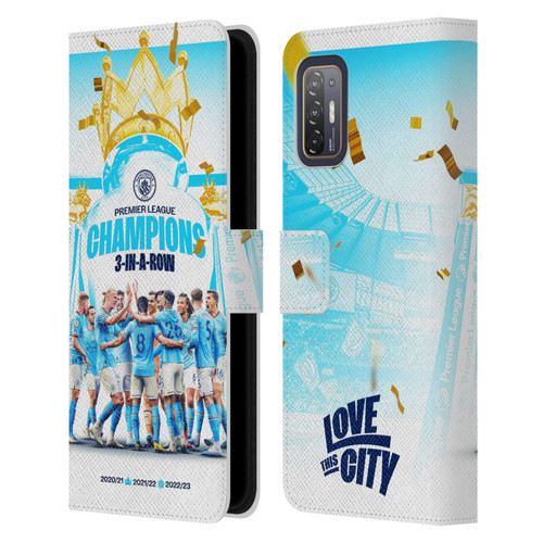 Manchester City Man City FC 2023 Champions Team Poster Leather Book Wallet Case Cover For HTC Desire 21 Pro 5G
