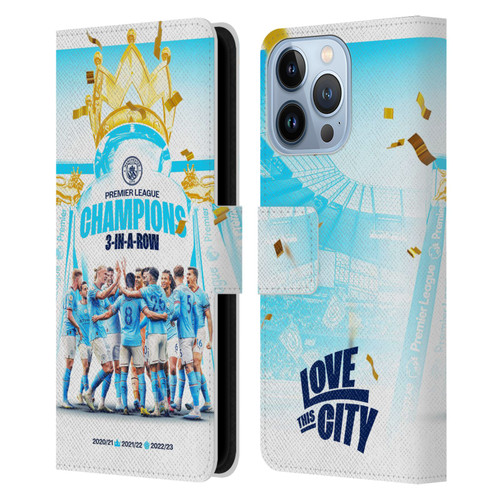 Manchester City Man City FC 2023 Champions Team Poster Leather Book Wallet Case Cover For Apple iPhone 13 Pro