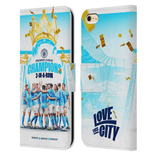 Manchester City Man City FC 2023 Champions Team Poster Leather Book Wallet Case Cover For Apple iPhone 6 / iPhone 6s