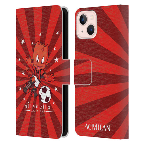 AC Milan Children Milanello 2 Leather Book Wallet Case Cover For Apple iPhone 13