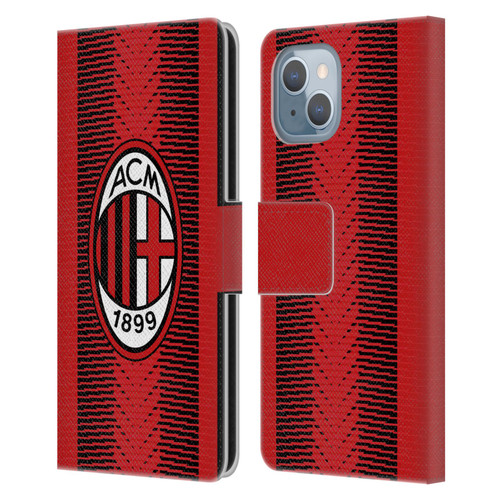 AC Milan 2023/24 Crest Kit Home Leather Book Wallet Case Cover For Apple iPhone 14