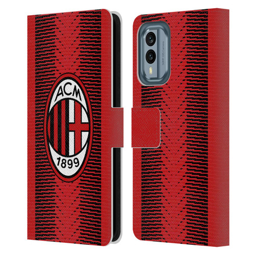 AC Milan 2023/24 Crest Kit Home Leather Book Wallet Case Cover For Nokia X30