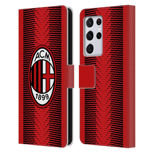 AC Milan 2023/24 Crest Kit Home Leather Book Wallet Case Cover For Samsung Galaxy S21 Ultra 5G