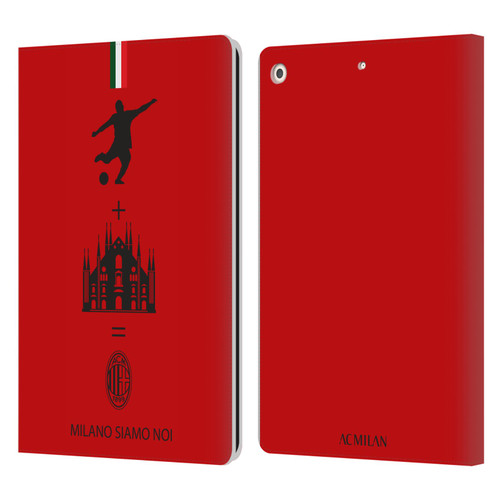 AC Milan Crest Patterns Red Leather Book Wallet Case Cover For Apple iPad 10.2 2019/2020/2021