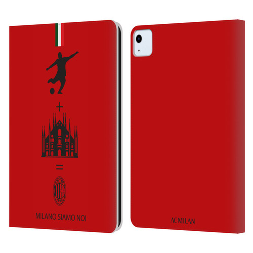 AC Milan Crest Patterns Red Leather Book Wallet Case Cover For Apple iPad Air 11 2020/2022/2024