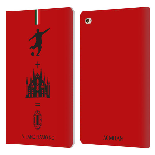 AC Milan Crest Patterns Red Leather Book Wallet Case Cover For Apple iPad mini 4