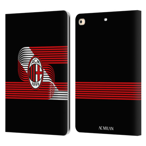 AC Milan Crest Patterns Diagonal Leather Book Wallet Case Cover For Apple iPad 9.7 2017 / iPad 9.7 2018