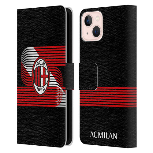 AC Milan Crest Patterns Diagonal Leather Book Wallet Case Cover For Apple iPhone 13