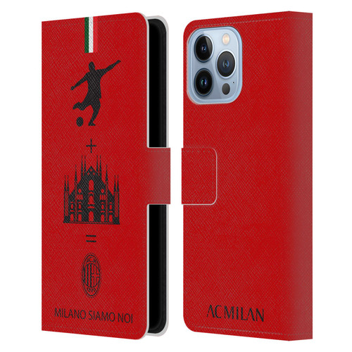 AC Milan Crest Patterns Red Leather Book Wallet Case Cover For Apple iPhone 13 Pro Max