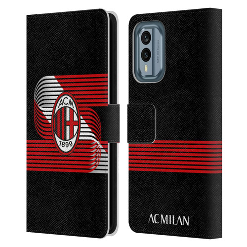 AC Milan Crest Patterns Diagonal Leather Book Wallet Case Cover For Nokia X30