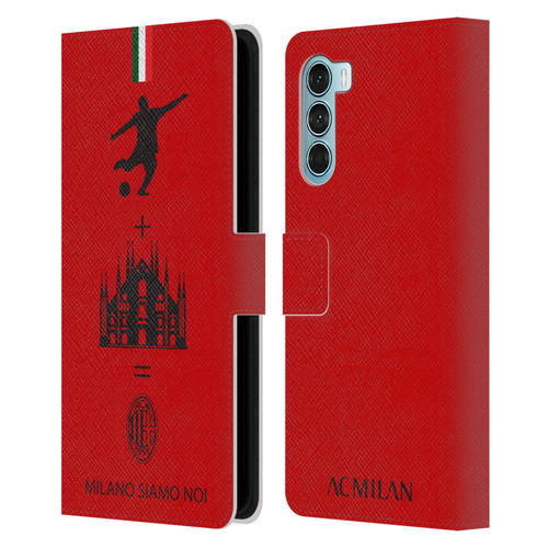 AC Milan Crest Patterns Red Leather Book Wallet Case Cover For Motorola Edge S30 / Moto G200 5G