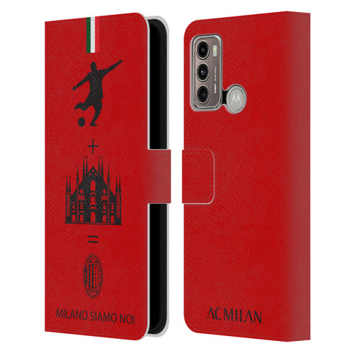 AC Milan Crest Patterns Red Leather Book Wallet Case Cover For Motorola Moto G60 / Moto G40 Fusion