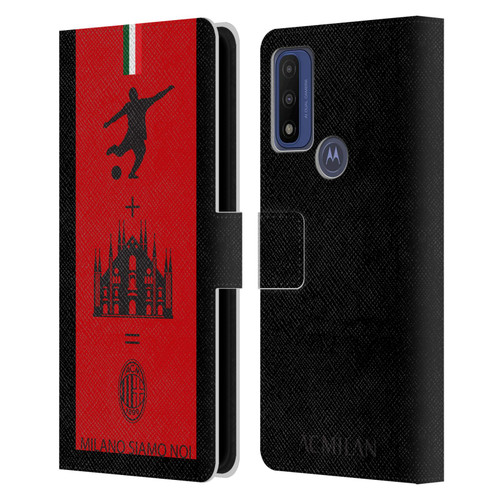 AC Milan Crest Patterns Red Leather Book Wallet Case Cover For Motorola G Pure