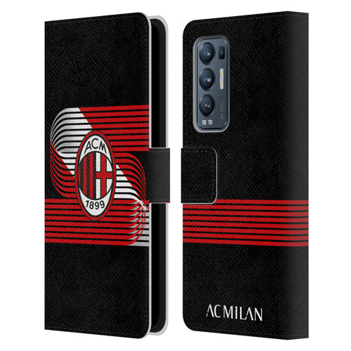AC Milan Crest Patterns Diagonal Leather Book Wallet Case Cover For OPPO Find X3 Neo / Reno5 Pro+ 5G