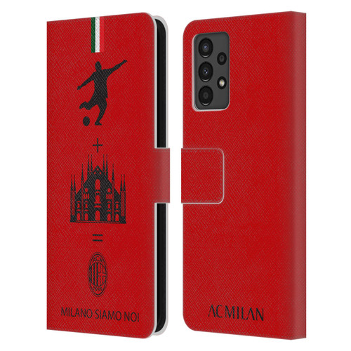 AC Milan Crest Patterns Red Leather Book Wallet Case Cover For Samsung Galaxy A13 (2022)