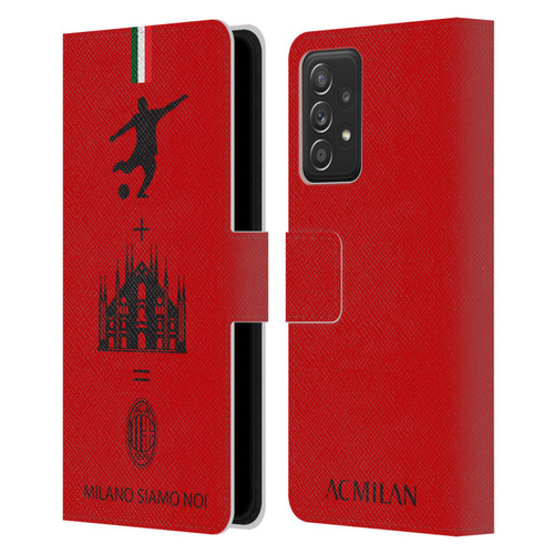 AC Milan Crest Patterns Red Leather Book Wallet Case Cover For Samsung Galaxy A52 / A52s / 5G (2021)
