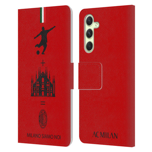 AC Milan Crest Patterns Red Leather Book Wallet Case Cover For Samsung Galaxy A54 5G