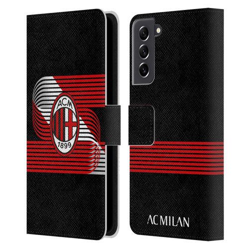 AC Milan Crest Patterns Diagonal Leather Book Wallet Case Cover For Samsung Galaxy S21 FE 5G
