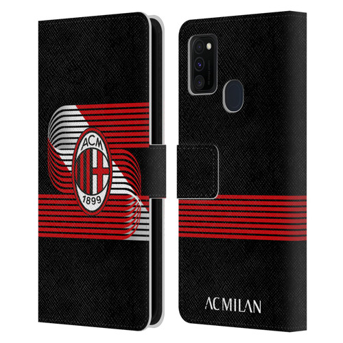 AC Milan Crest Patterns Diagonal Leather Book Wallet Case Cover For Samsung Galaxy M30s (2019)/M21 (2020)