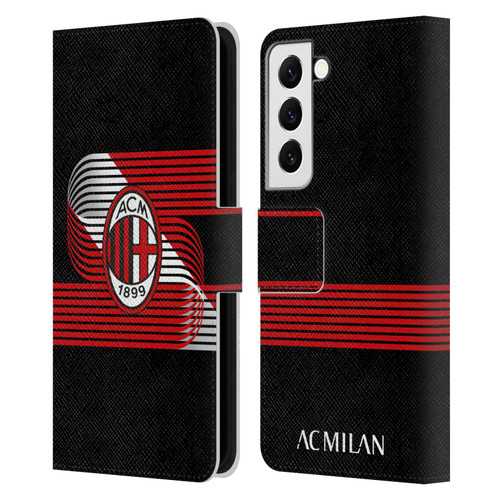 AC Milan Crest Patterns Diagonal Leather Book Wallet Case Cover For Samsung Galaxy S22 5G