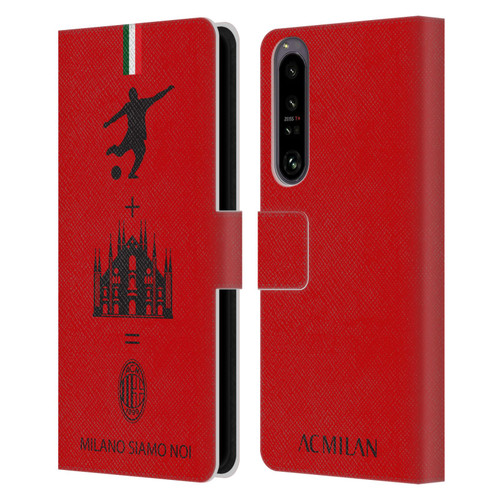 AC Milan Crest Patterns Red Leather Book Wallet Case Cover For Sony Xperia 1 IV