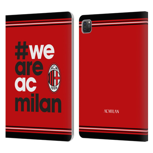 AC Milan Crest Stripes Leather Book Wallet Case Cover For Apple iPad Pro 11 2020 / 2021 / 2022