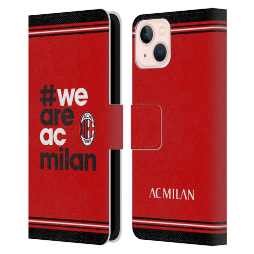 AC Milan Crest Stripes Leather Book Wallet Case Cover For Apple iPhone 13