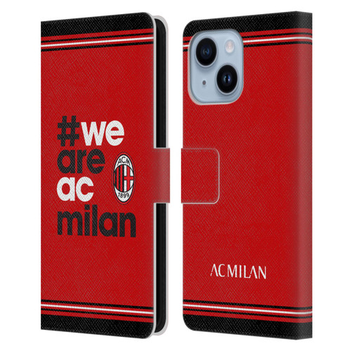 AC Milan Crest Stripes Leather Book Wallet Case Cover For Apple iPhone 14 Plus