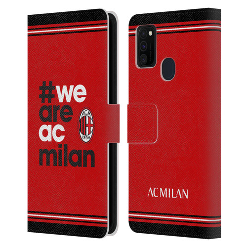 AC Milan Crest Stripes Leather Book Wallet Case Cover For Samsung Galaxy M30s (2019)/M21 (2020)