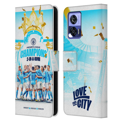 Manchester City Man City FC 2023 Champions Team Poster Leather Book Wallet Case Cover For Motorola Edge 30 Neo 5G