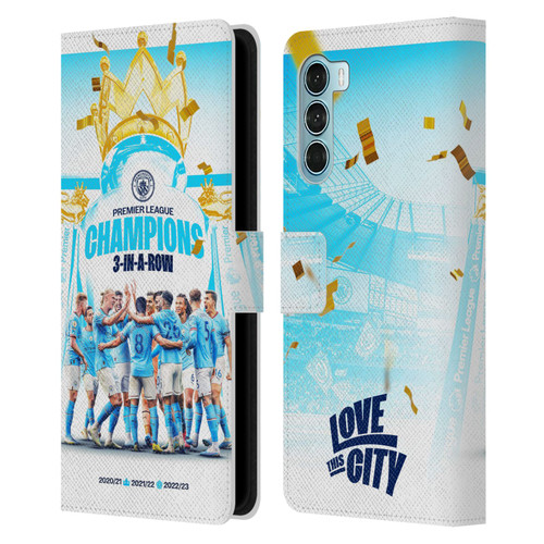 Manchester City Man City FC 2023 Champions Team Poster Leather Book Wallet Case Cover For Motorola Edge S30 / Moto G200 5G
