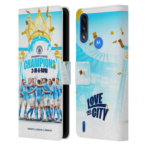Manchester City Man City FC 2023 Champions Team Poster Leather Book Wallet Case Cover For Motorola Moto E7 Power / Moto E7i Power