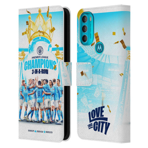 Manchester City Man City FC 2023 Champions Team Poster Leather Book Wallet Case Cover For Motorola Moto G71 5G