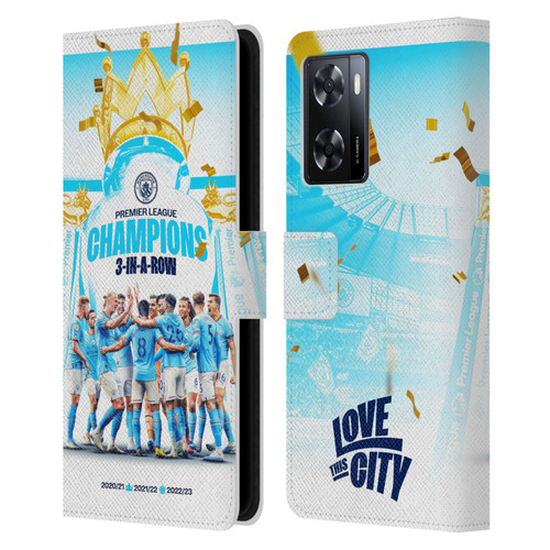Manchester City Man City FC 2023 Champions Team Poster Leather Book Wallet Case Cover For OPPO A57s