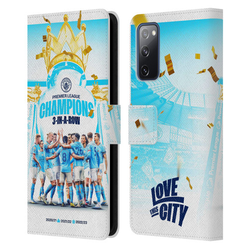 Manchester City Man City FC 2023 Champions Team Poster Leather Book Wallet Case Cover For Samsung Galaxy S20 FE / 5G