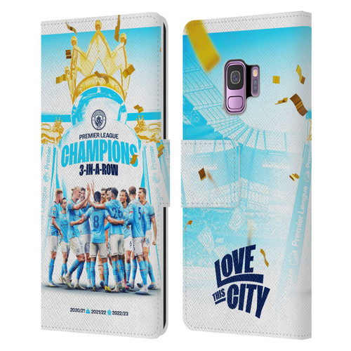 Manchester City Man City FC 2023 Champions Team Poster Leather Book Wallet Case Cover For Samsung Galaxy S9
