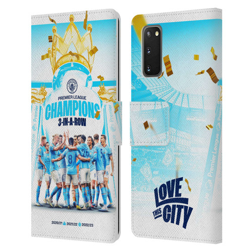 Manchester City Man City FC 2023 Champions Team Poster Leather Book Wallet Case Cover For Samsung Galaxy S20 / S20 5G