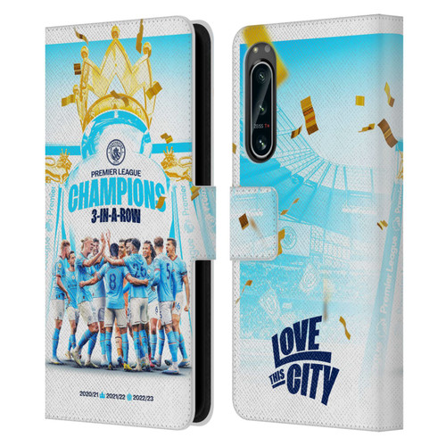 Manchester City Man City FC 2023 Champions Team Poster Leather Book Wallet Case Cover For Sony Xperia 5 IV
