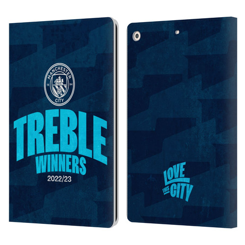 Manchester City Man City FC 2023 Treble Winners Graphics Leather Book Wallet Case Cover For Apple iPad 10.2 2019/2020/2021