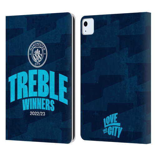 Manchester City Man City FC 2023 Treble Winners Graphics Leather Book Wallet Case Cover For Apple iPad Air 2020 / 2022