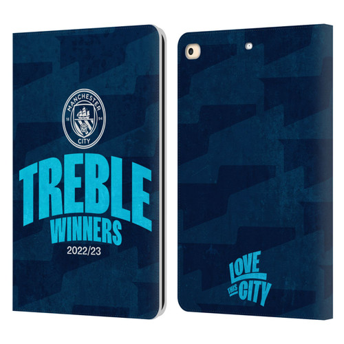 Manchester City Man City FC 2023 Treble Winners Graphics Leather Book Wallet Case Cover For Apple iPad 9.7 2017 / iPad 9.7 2018