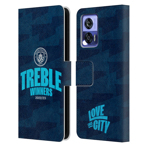 Manchester City Man City FC 2023 Treble Winners Graphics Leather Book Wallet Case Cover For Motorola Edge 30 Neo 5G
