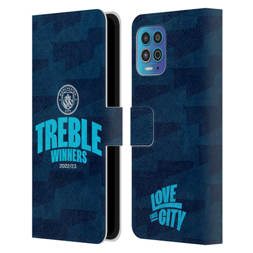 Manchester City Man City FC 2023 Treble Winners Graphics Leather Book Wallet Case Cover For Motorola Moto G100