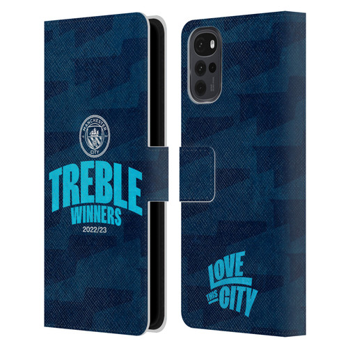 Manchester City Man City FC 2023 Treble Winners Graphics Leather Book Wallet Case Cover For Motorola Moto G22