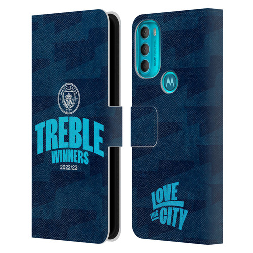Manchester City Man City FC 2023 Treble Winners Graphics Leather Book Wallet Case Cover For Motorola Moto G71 5G
