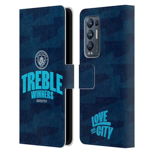 Manchester City Man City FC 2023 Treble Winners Graphics Leather Book Wallet Case Cover For OPPO Find X3 Neo / Reno5 Pro+ 5G