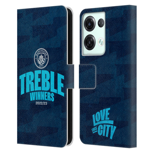 Manchester City Man City FC 2023 Treble Winners Graphics Leather Book Wallet Case Cover For OPPO Reno8 Pro
